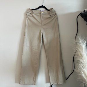 Zara cream faux leather leggings